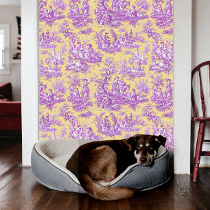 Vintage lila-gelbes Toile-Blumenmuster Tapete