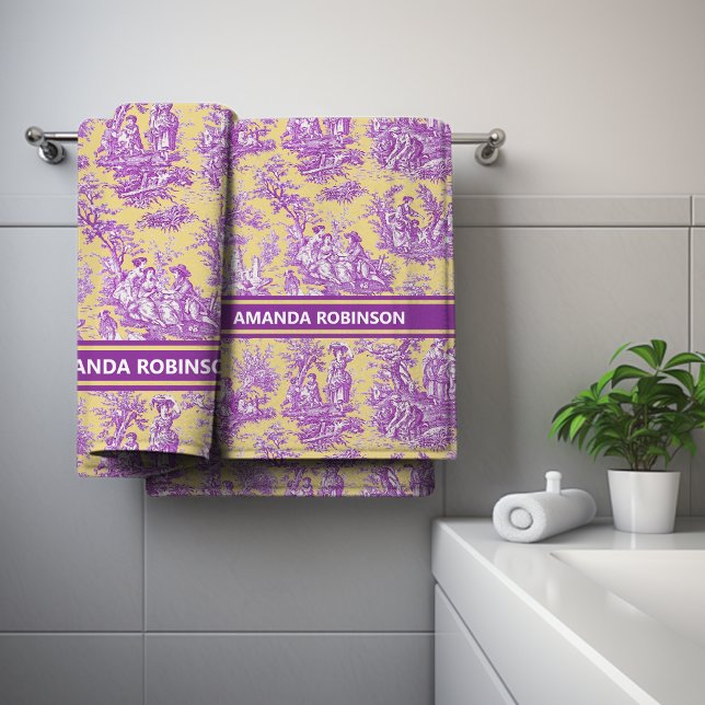 Vintage, lila, gelbliche Joule Badhandtuch Set (Von Creator hochgeladen)