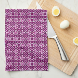 Vintage-lila geometrisches Blumenmuster Geschirrtuch