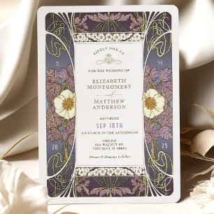 Vintage Lila Hochzeitseinladungen Jugendstil Einladung
