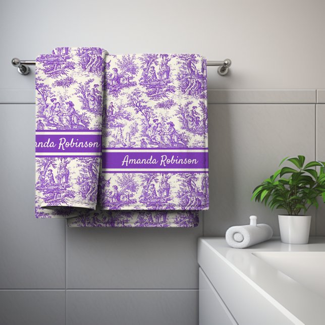 Vintage lila Jouiletafel Badhandtuch Set (Von Creator hochgeladen)