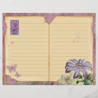 Vintage Lila Passionsfloralzeitung