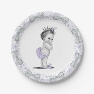 Vintage Lila Prinzessin Baby Shower Pappteller