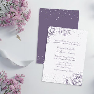 Vintage Lila Rose Confetti Glitzer Hochzeit Einladung