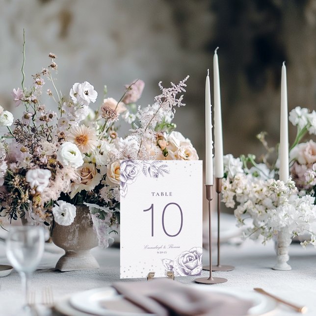 Vintage Lila Rose Glitzer Hochzeit Tischnummer (Von Creator hochgeladen)