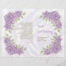 Vintage lila Rose Hochzeitsprogramm