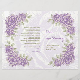 Vintage lila Rose Hochzeitsprogramm