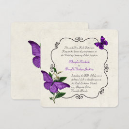 Vintage Lila Schmetterlinge Hochzeit Einladung