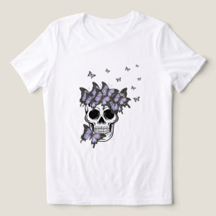 Vintage Lila Schmetterlinge Schädel Tri-Blend Shirt