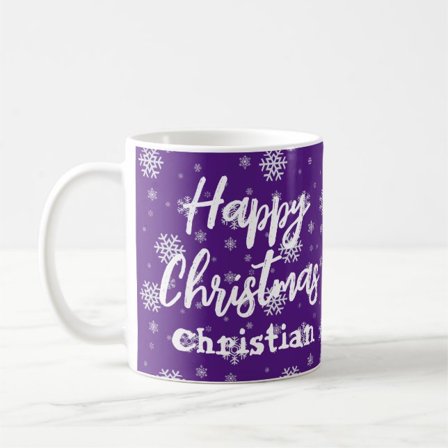 Vintage Lila Schneeflocken Weihnachten Kaffeetasse (Links)