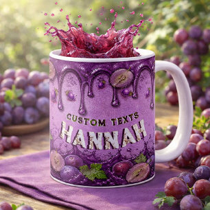 Vintage-Lila-Trauben-Frucht-Geschenk mit individue Kaffeetasse