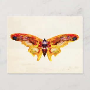 Vintage Lila und gelbe Schmetterlingskarte Postkarte