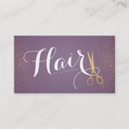 Vintage Lila und Imitate Goldschere Friseur Salon Terminkarte