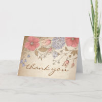 Vintage Lila und rote Blume Dankeschön Karte