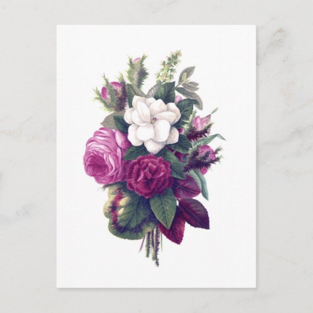 Vintage Lila- und WeißblütenBouquet Postkarte (Vorderseite)