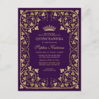 Vintage Lila Violett-Goldrahmen Tiara Quinceanera