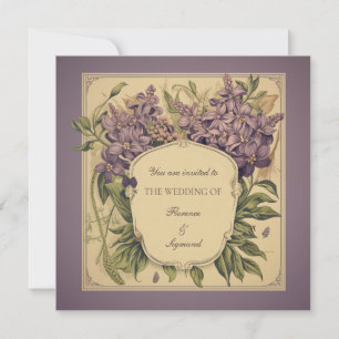 Vintage Lila Violetten Einladung zur Blumenhochzei