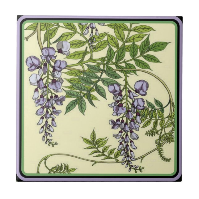 Vintage lila Wisteria-Fliese Fliese (Vorderseite)