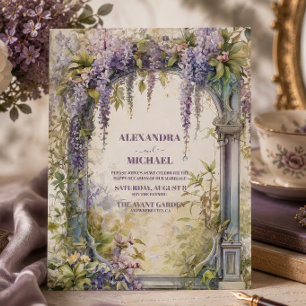 Vintage Lila Wisteria Jugendstil Hochzeit Einladung