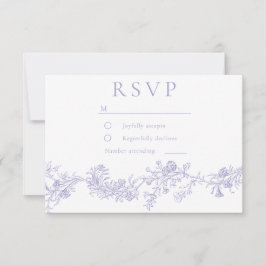 Vintage Lilac Floral Wedding RSVP Karte