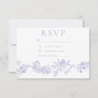 Vintage Lilac Floral Wedding RSVP Karte
