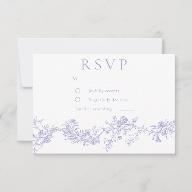 Vintage Lilac Floral Wedding RSVP Karte (Vorderseite)
