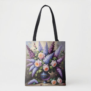 Vintage Lilacke und Rose in Vase Tasche