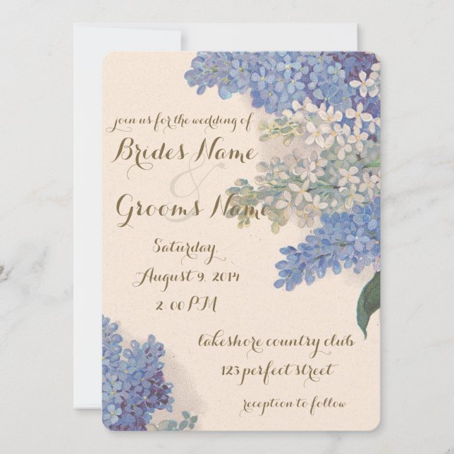 Vintage Lilacs Hochzeitseinladung Einladung (Vorderseite)
