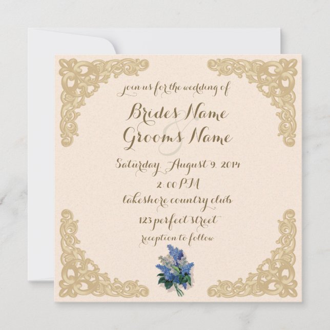 Vintage Lilacs Hochzeitseinladung Einladung (Vorderseite)