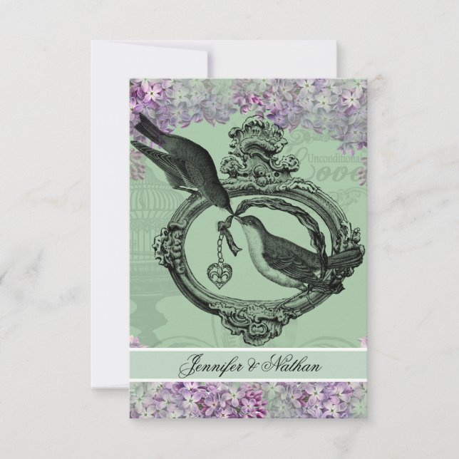 Vintage Lilacs Locket RSVP-Karte RSVP Karte (Vorderseite)
