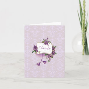 Vintage Lilacs Personalized Note Card