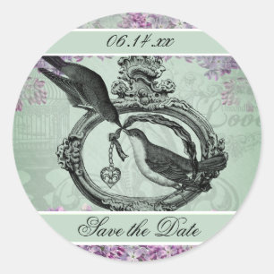 Vintage Lilacs-Schläge Save the Date runde Sticker