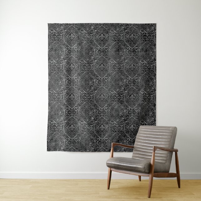 Vintage Lilie | Hintergrund der Grunge Damask Wandteppich (Beispiel)