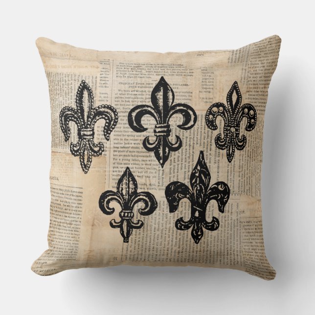 Vintage Lilie Symbole Fleur-de-lis Art Kissen (Vorderseite)