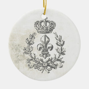 Vintage Lilie und Krone-Verzierung Keramikornament
