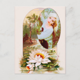Vintage Lilly Pads Blume Frame für jedes Foto Postkarte