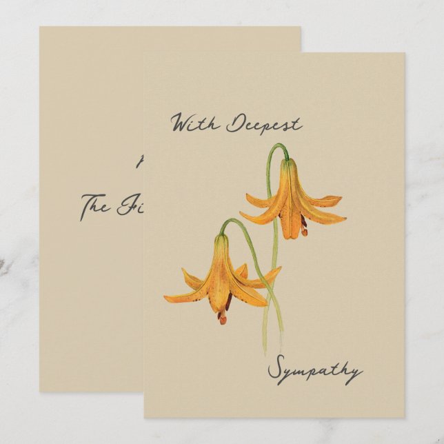 Vintage Lily Botanical Sympathy Card Karte (Vorne/Hinten)