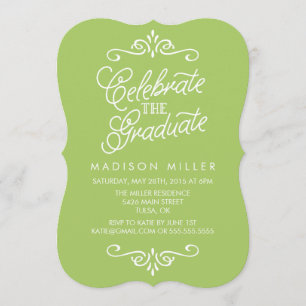 Vintage Lime Green Invitation de la fête de grad