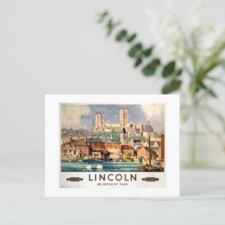 Vintage Lincoln Kathedrale Britische Eisenbahn Postkarte