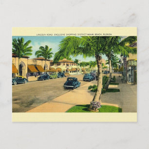 Vintage Lincoln Road Miami Beach Postcard Postkarte