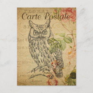 Vintage Linie Art einer Schüssel florale französis Postkarte