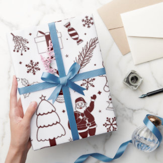 Vintage-Linienkunst-Weihnachtsgeschenkverpackungsp Geschenkpapier