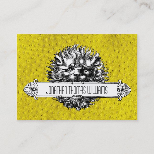 Vintage Lion & Leather Premium Business Cards Visitenkarte (Vorderseite)