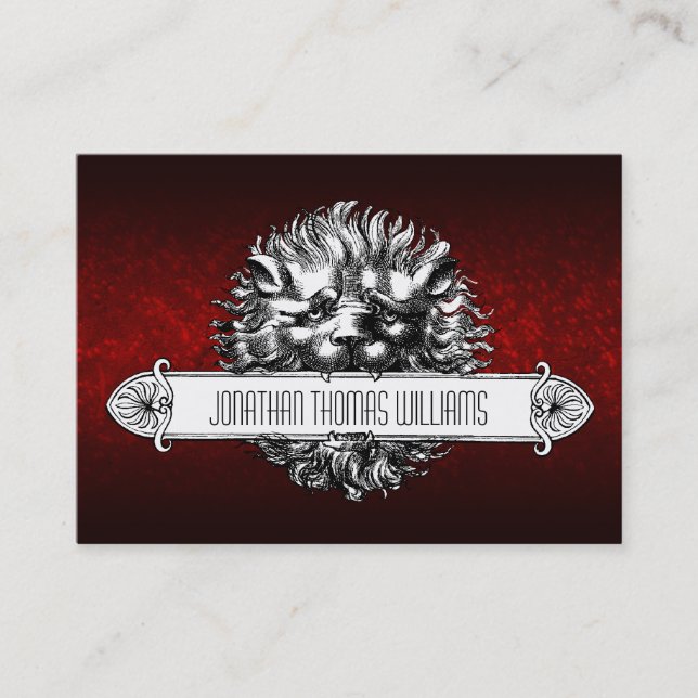 Vintage Lion & Leather Premium Business Cards Visitenkarte (Vorderseite)