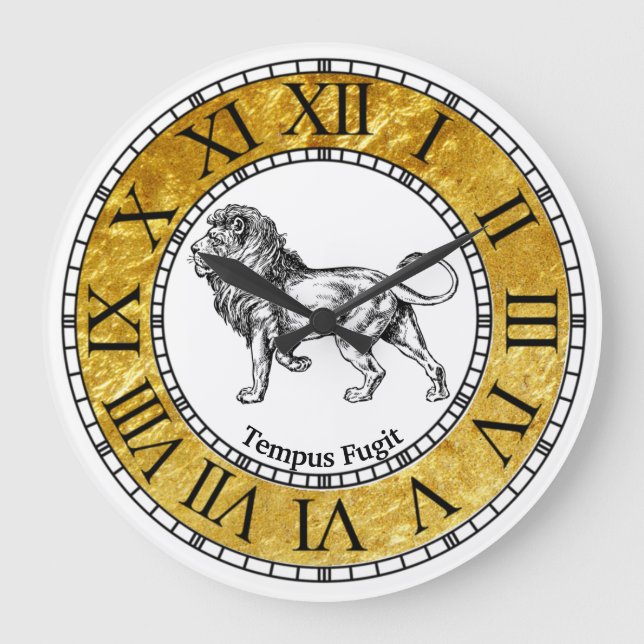 Vintage Lion Personalize Große Wanduhr (Vorderseite)