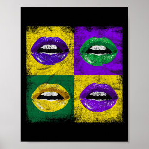 Vintage Lips Mädchen Damen New Orleans Mardi Gras Poster
