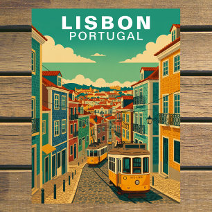 Vintage Lissabon, Portugal Gelber Straßenbahn Postkarte