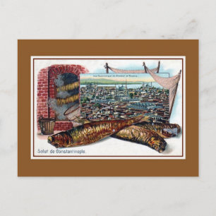 Vintage-Lithografie-Grüße aus Konstantinopel Postkarte