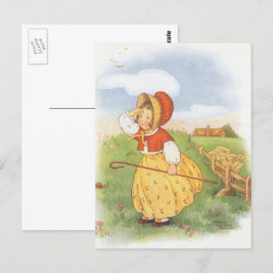 Vintage Little Bo Peep Mother Goose Kinderreim Postkarte