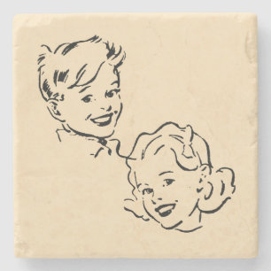 Vintage Little Brother & Sister Steinuntersetzer